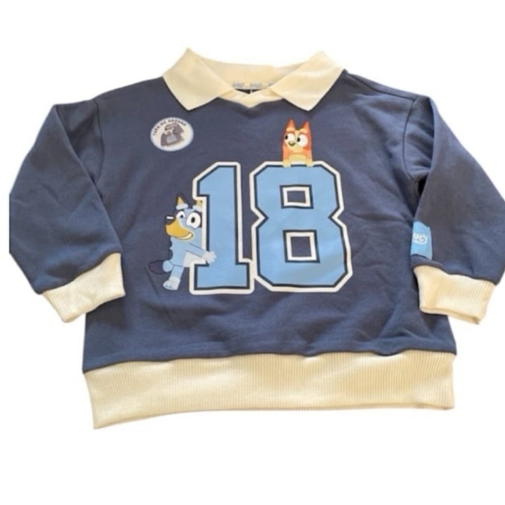 Boys 5T Bluey Rugby Blue Sweatshirt
